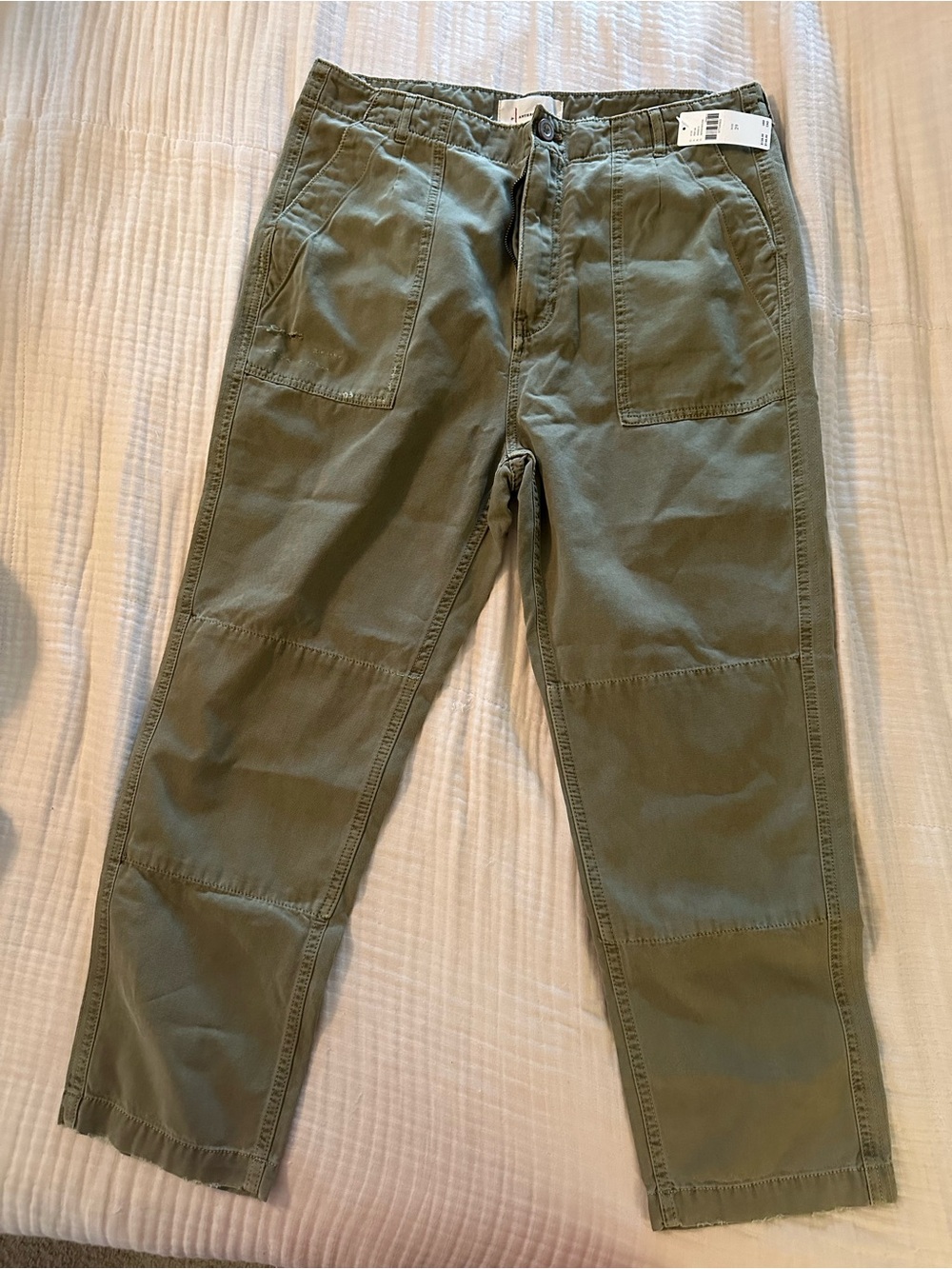 Anthropologie Olive Cropped Utility Pants
